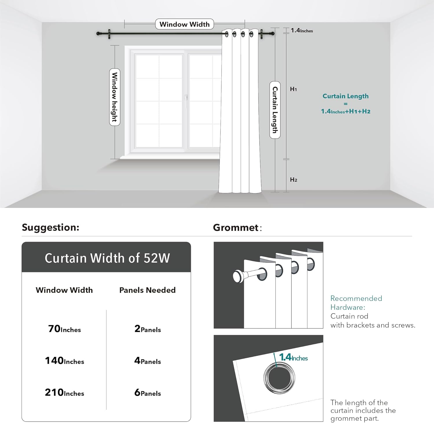 Deconovo Blackout Curtains - Silver Wave Pattern 2 Panels