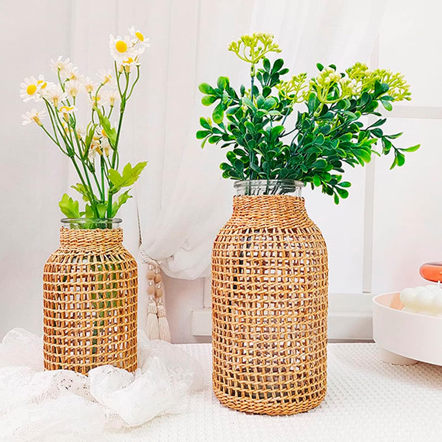 MDEOOSKY Boho Woven Glass Vase 787 Inch