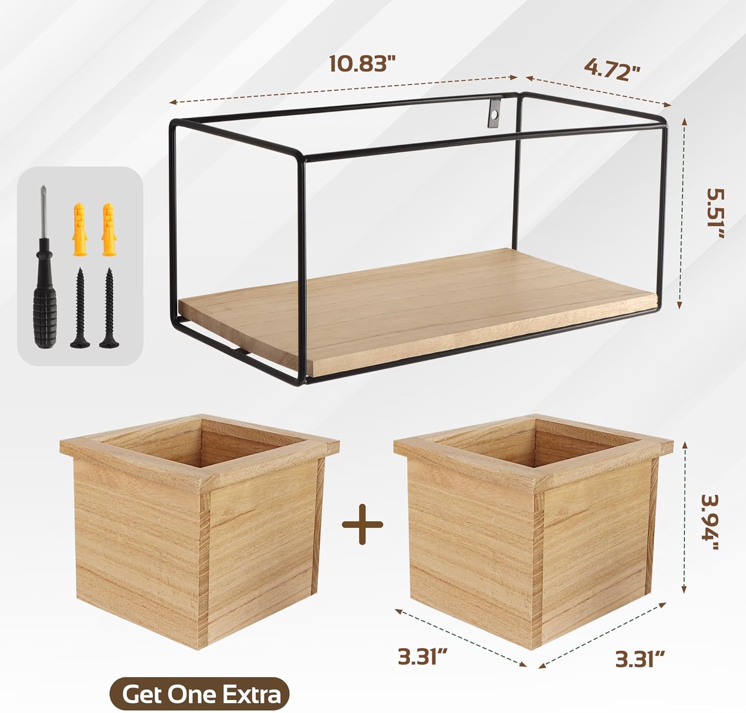 Cozivo Wall Floating Shelves with 2 Wooden Boxes
