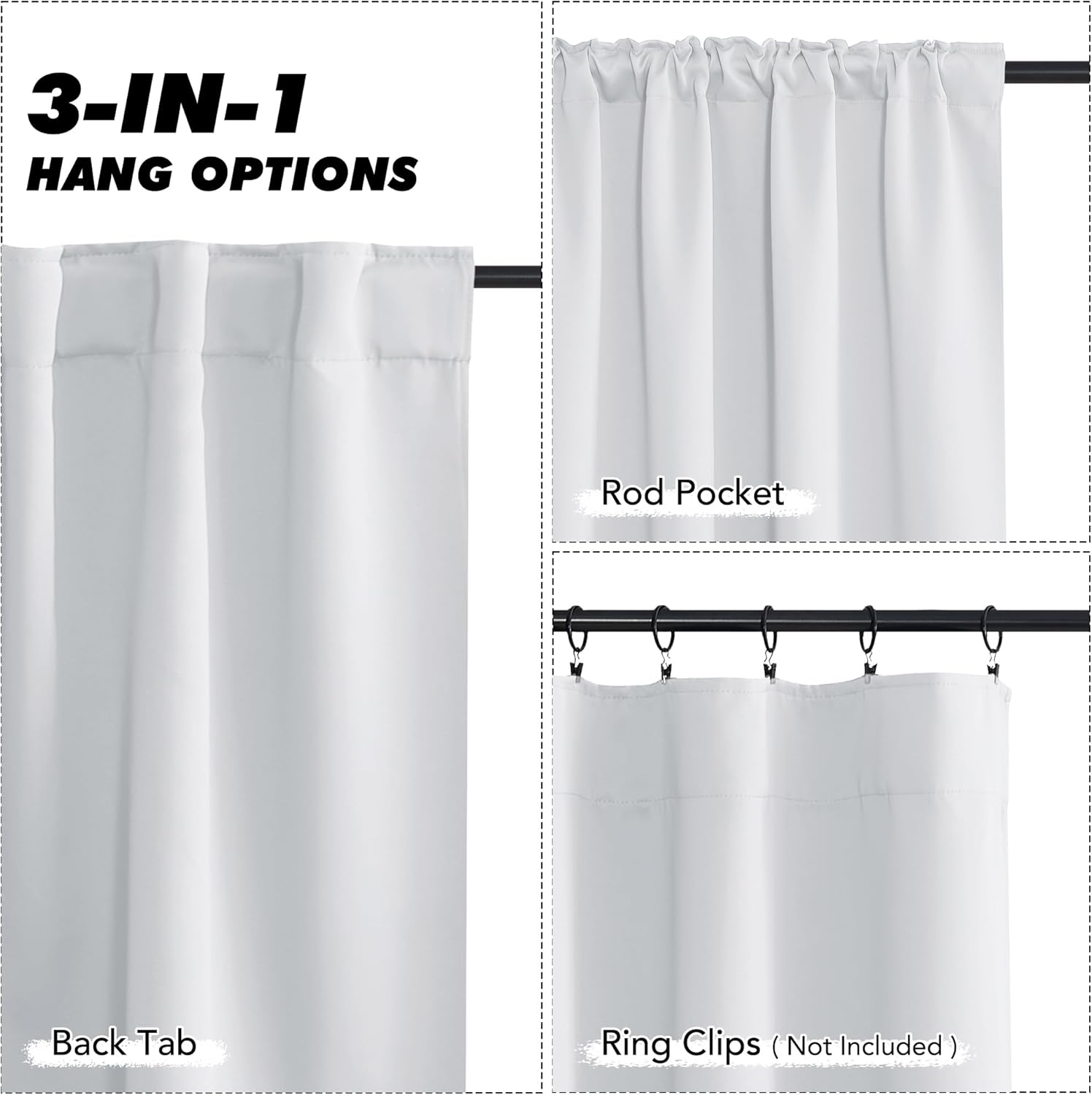 KGORGE 45 Inch Curtains 2 Panels Greyish White