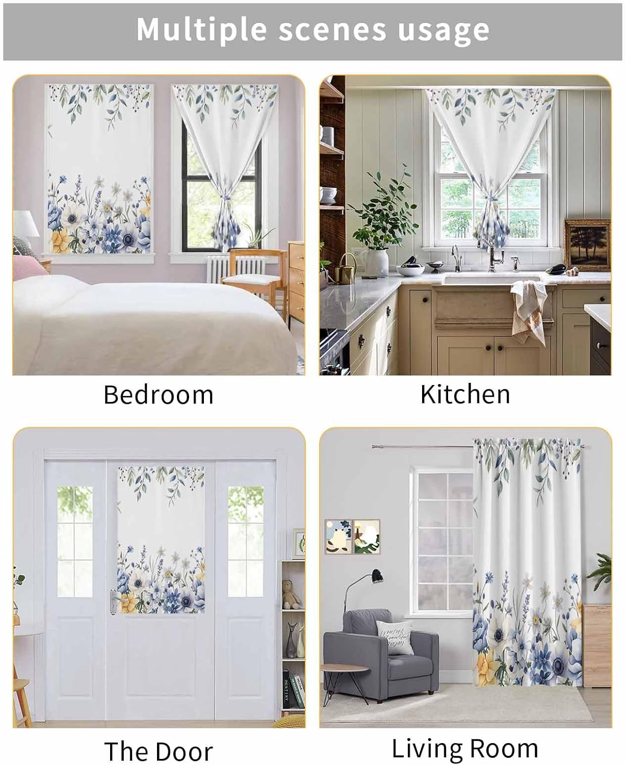 Yomandocix Eucalyptus Self Adhesive Curtains 52x84 Inches