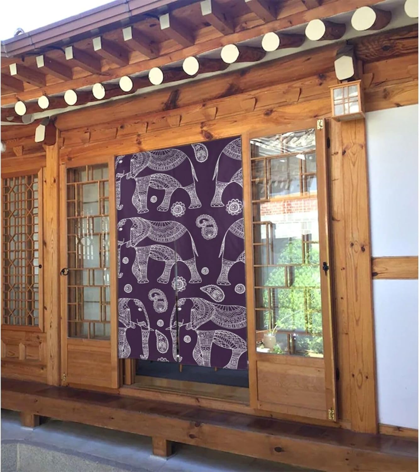 TREPKO Room Divider Door Tapestry Cartoon Elephant Curtain
