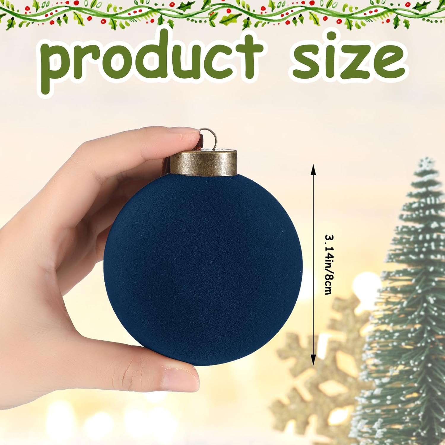 Liliful 15 Pcs Velvet Christmas Balls Bulk Navy Blue 315 Inch Hanging Ornaments