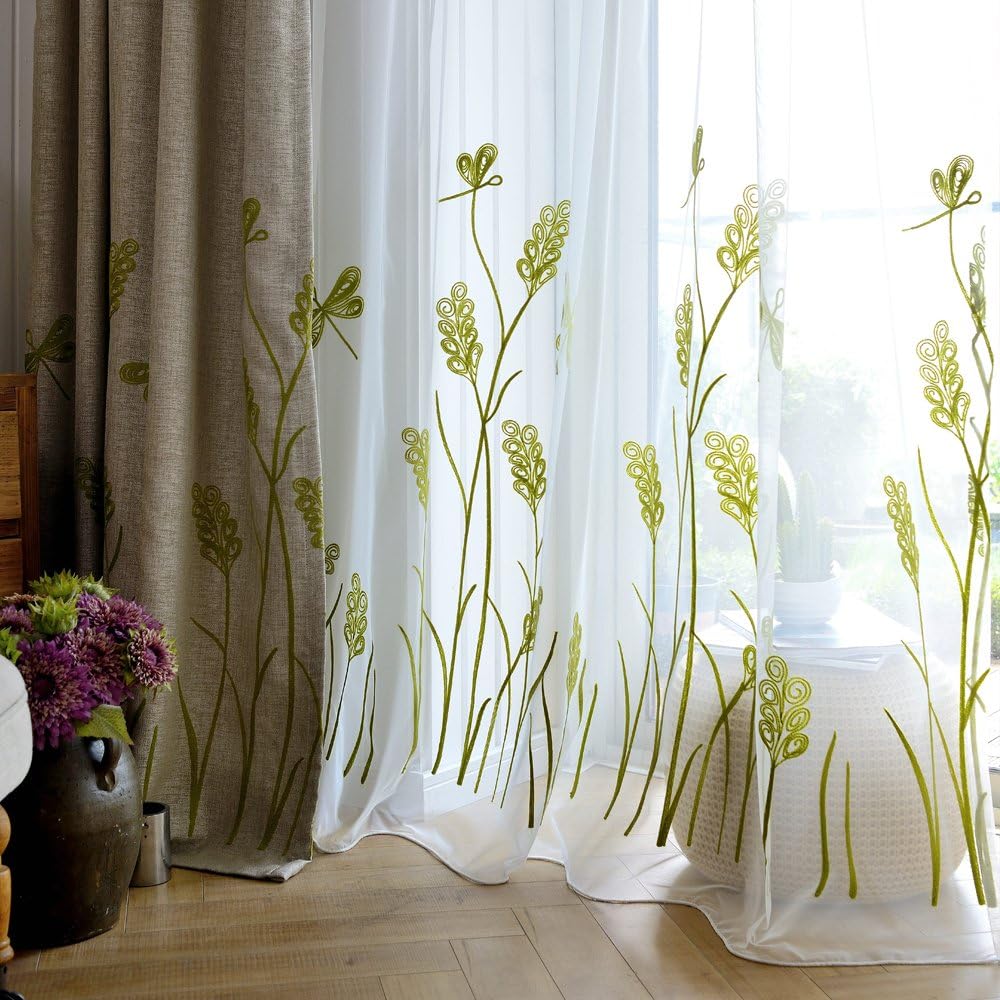 Melodieux Sheer Curtain with Wheat Embroidery 1