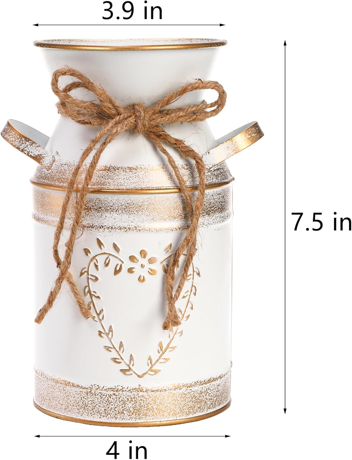 Hacaroa 2 Pack Rustic Galvanized Metal Vases with Handles