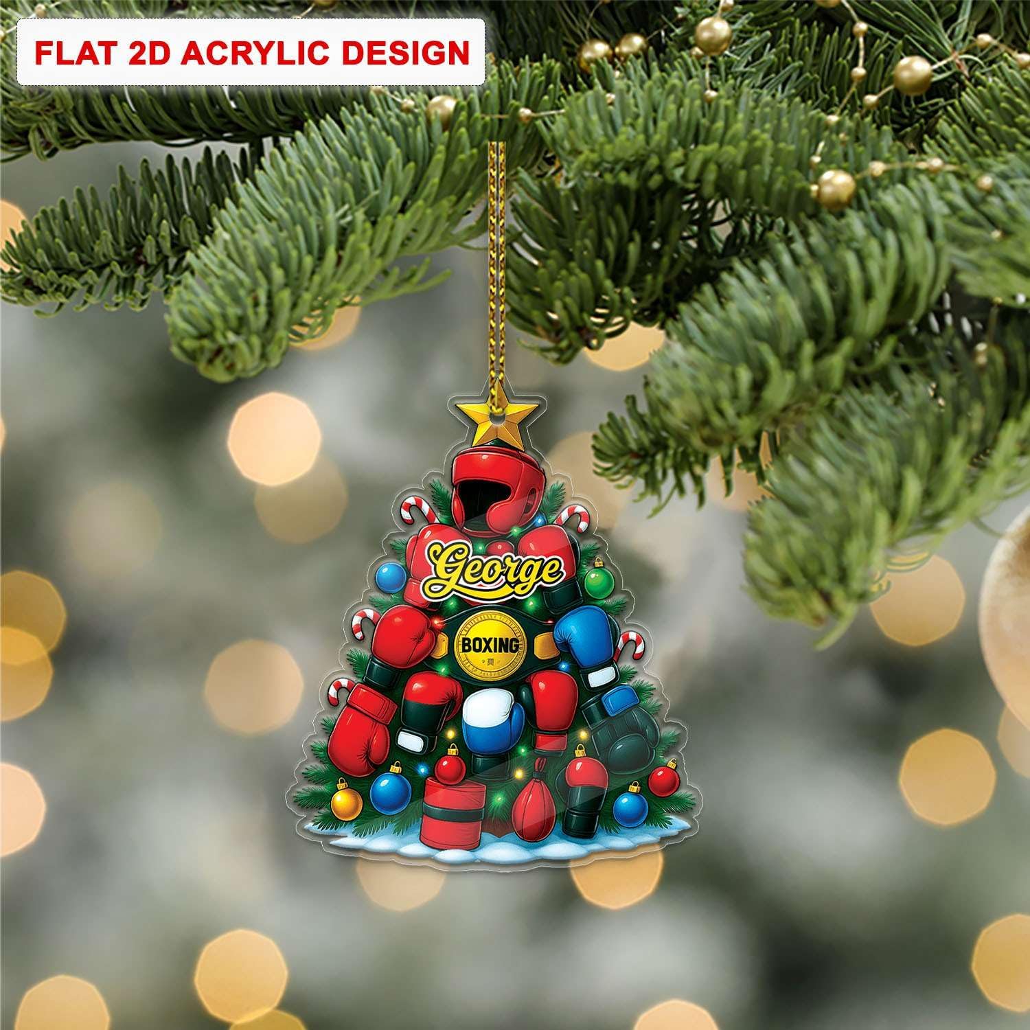 Custom Name Boxing Hanging Ornament 2025 Christmas Decor