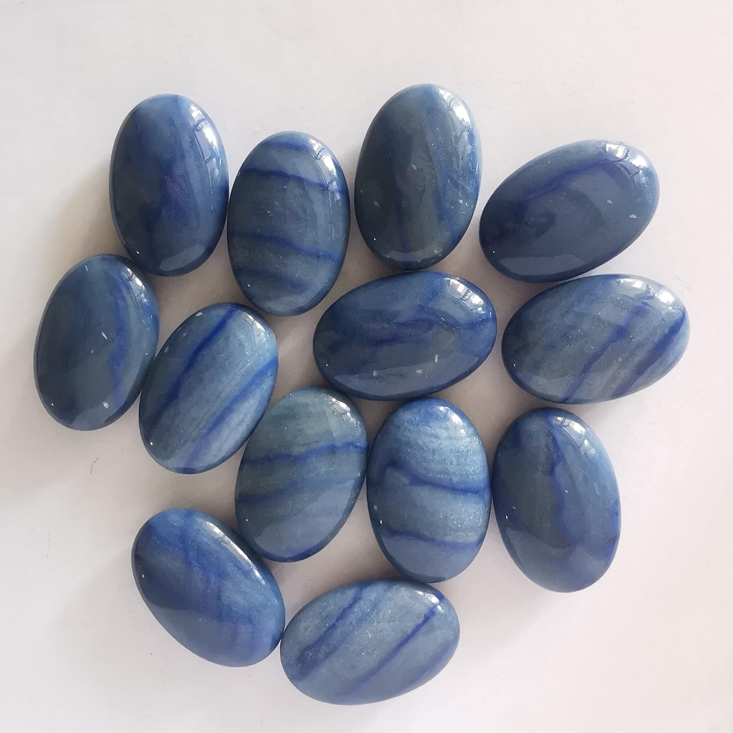Loveliome Natural Blue Aventurine Oval Worry Stones