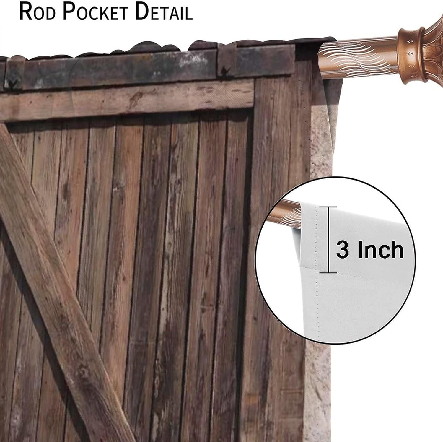 Rustic Wooden Barn Door Curtains 2 Panel Set 84x84in