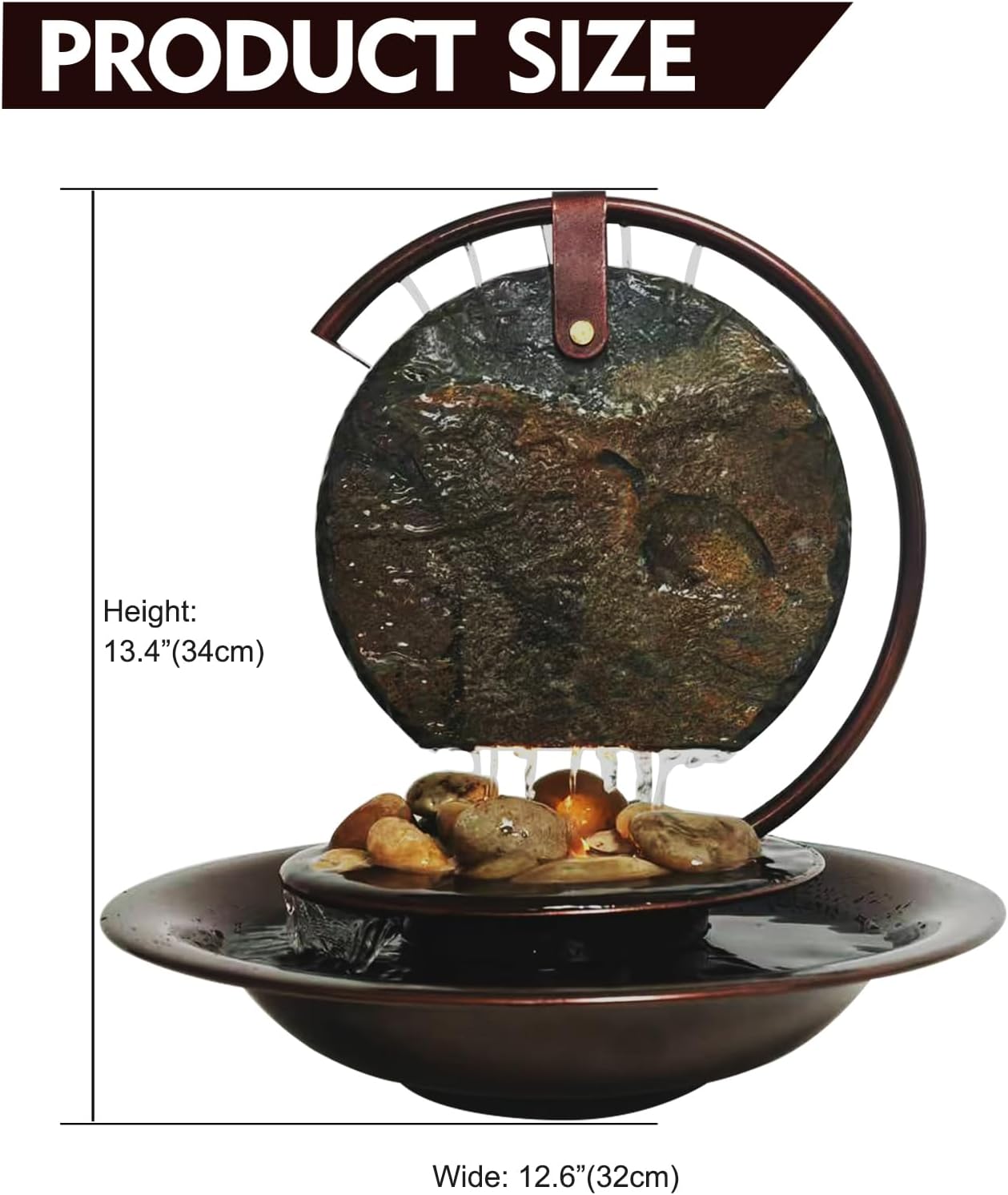 Pamopamo Indoor Waterfall Moon Fountain 13 Tall