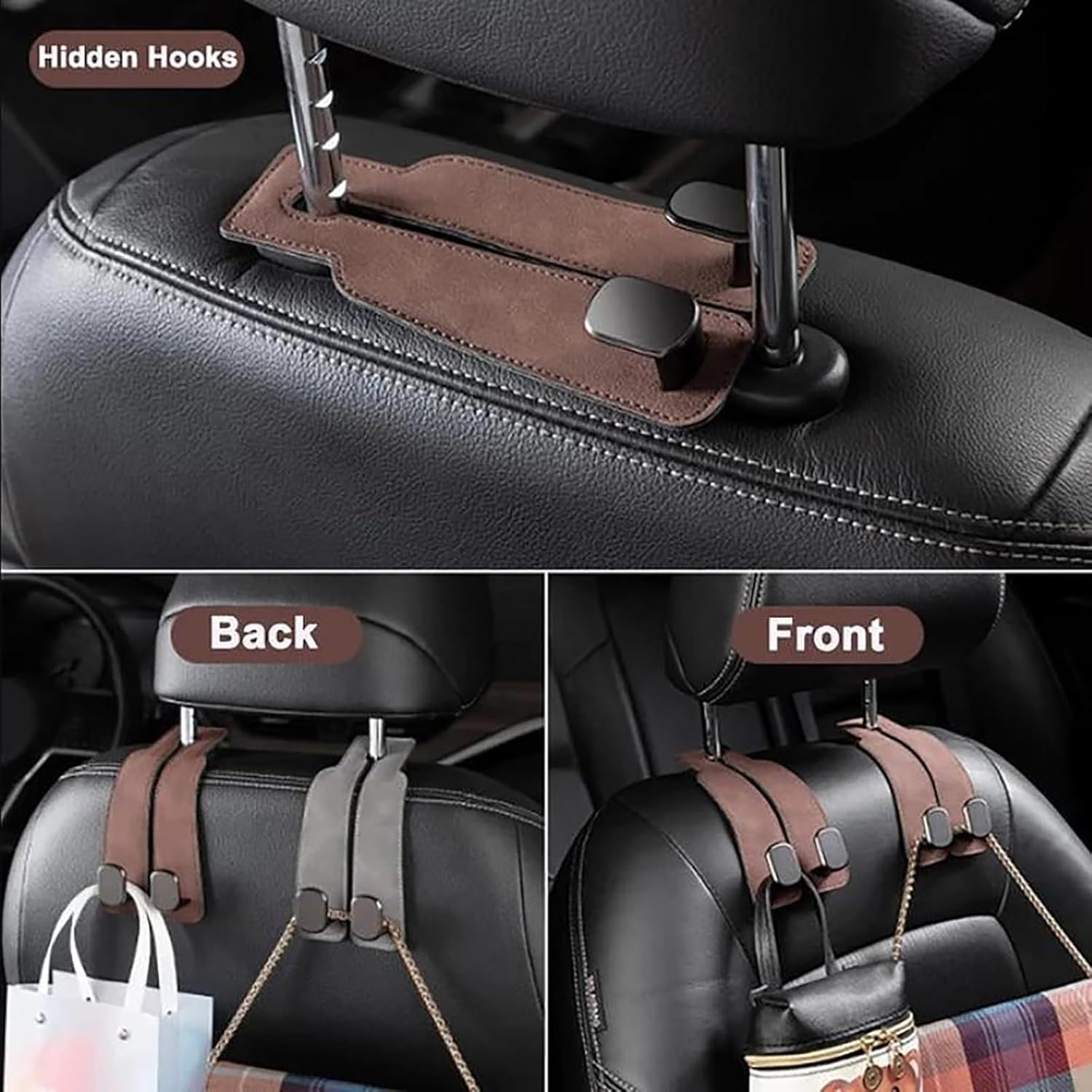 Coozyland Car Headrest Hooks 2pcs Beige