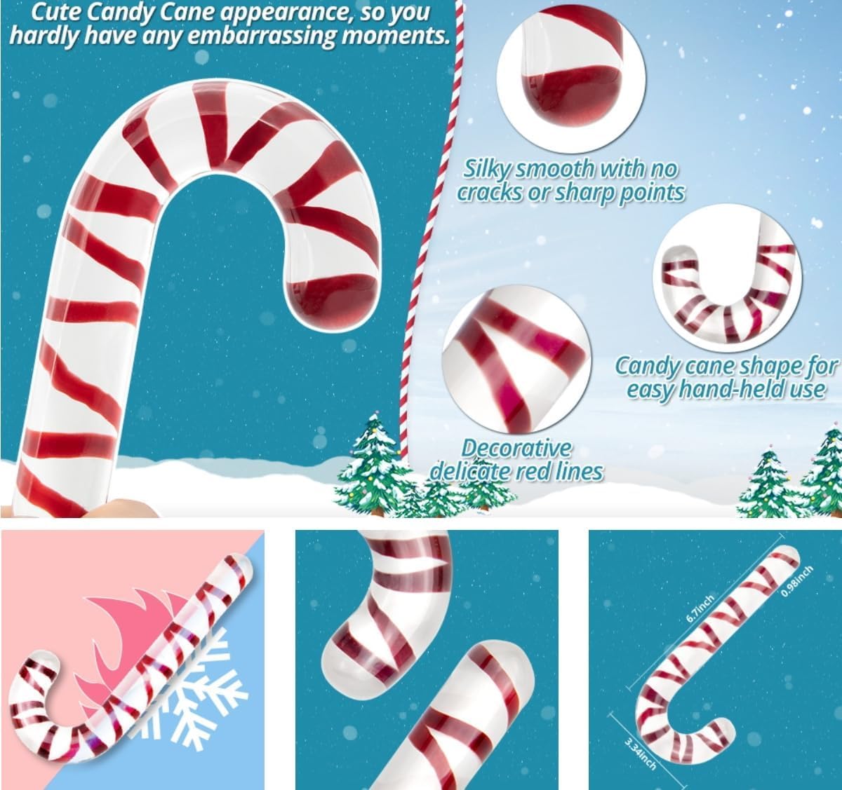 Crystal Glass Christmas Cane - 20cm for Tree Decoration