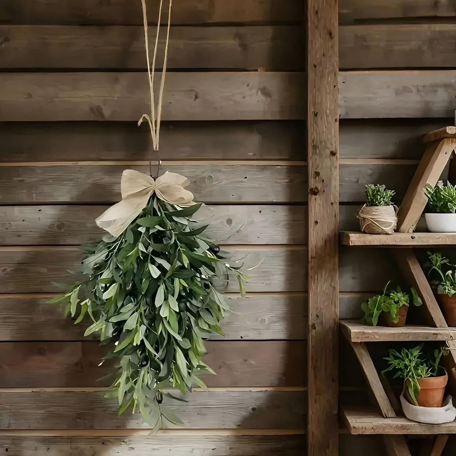236 Inch Artificial Olive Teardrop Wreath for Home Decor