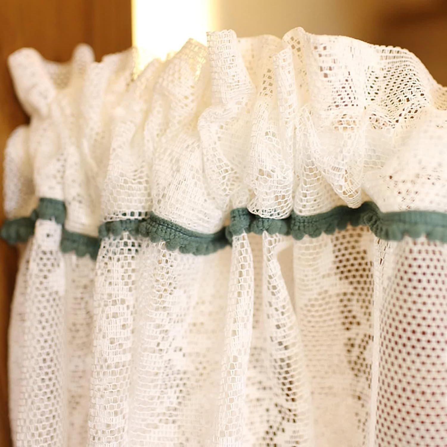 White Polyester Sheer Curtains with Cherry Pattern 79 x 43