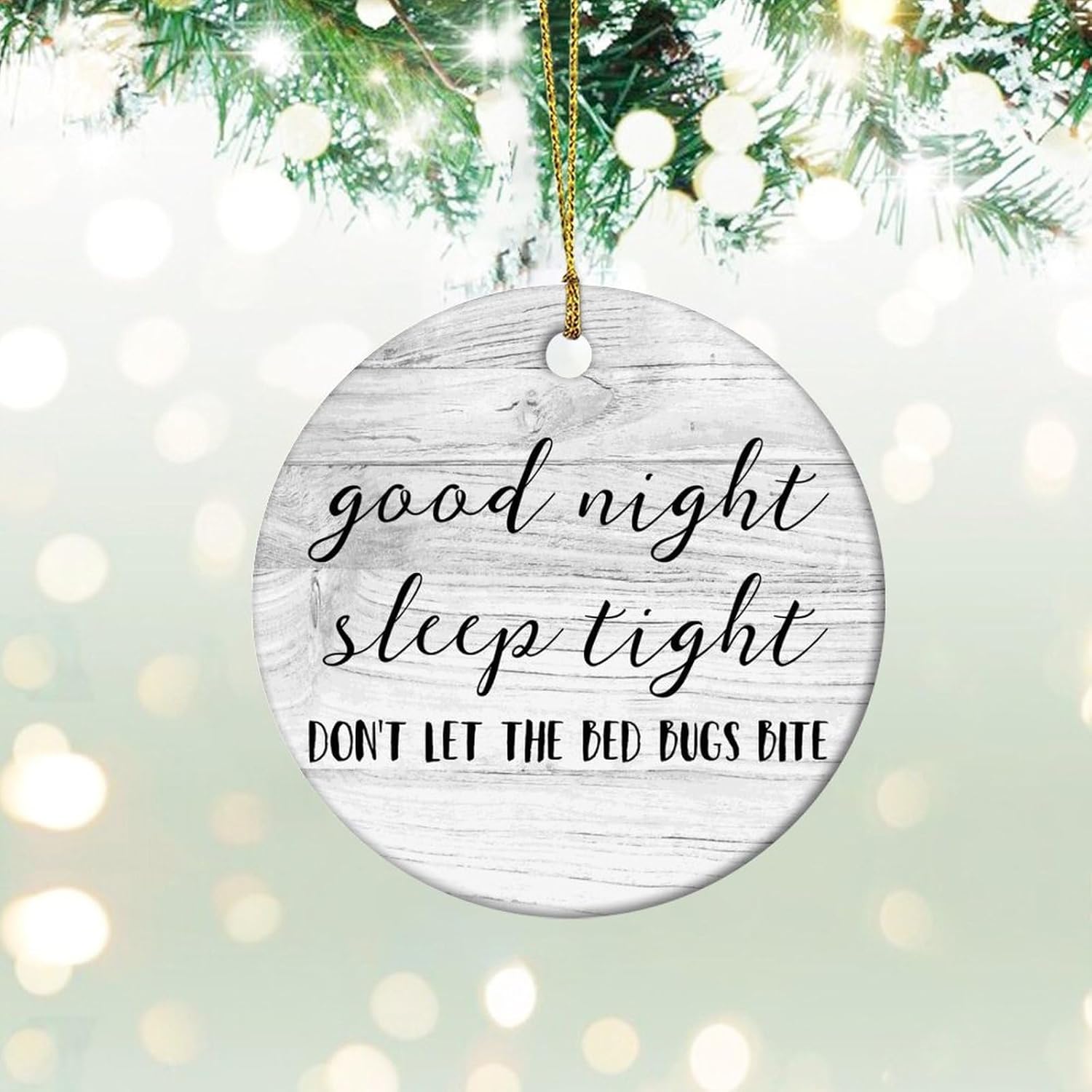 Good Night Sleep Tight Christmas Ceramic Ornament