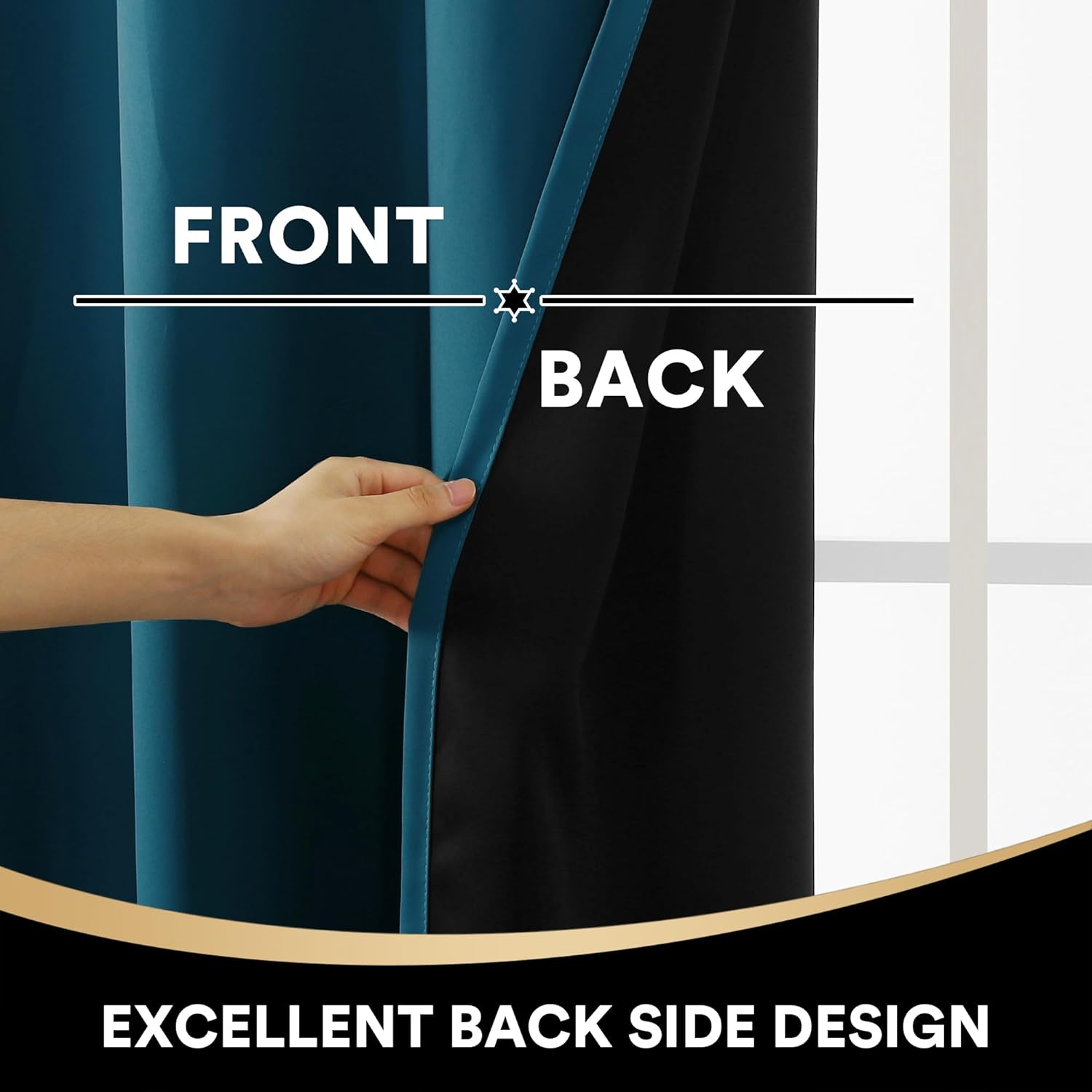 PrinceDeco Blackout Curtains Deep Teal Set of 2