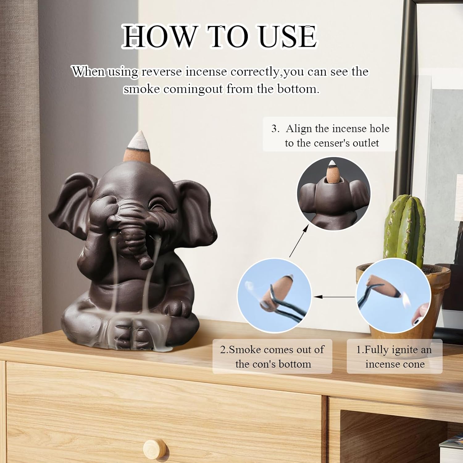 Comeon Backflow Incense Burner Set with Mat and Tweezers