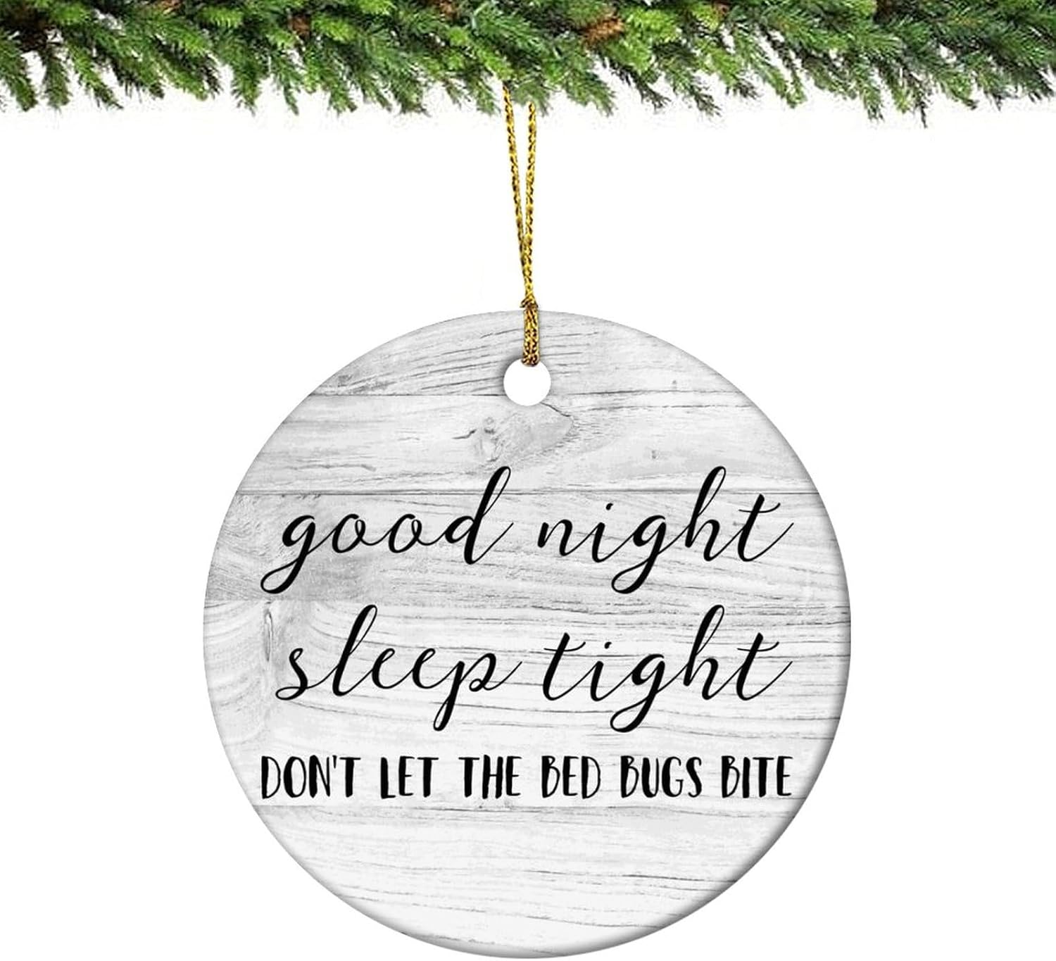 Good Night Sleep Tight Christmas Ceramic Ornament