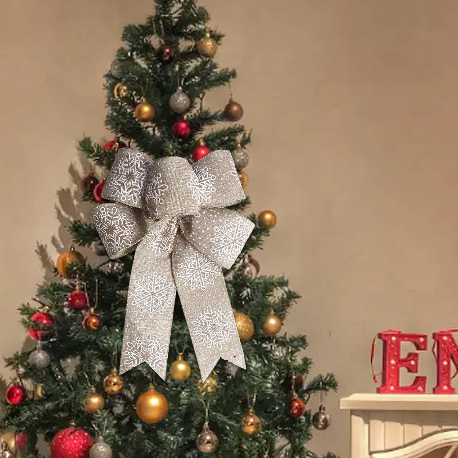 Large Christmas Wreath and Snowflake Decor
