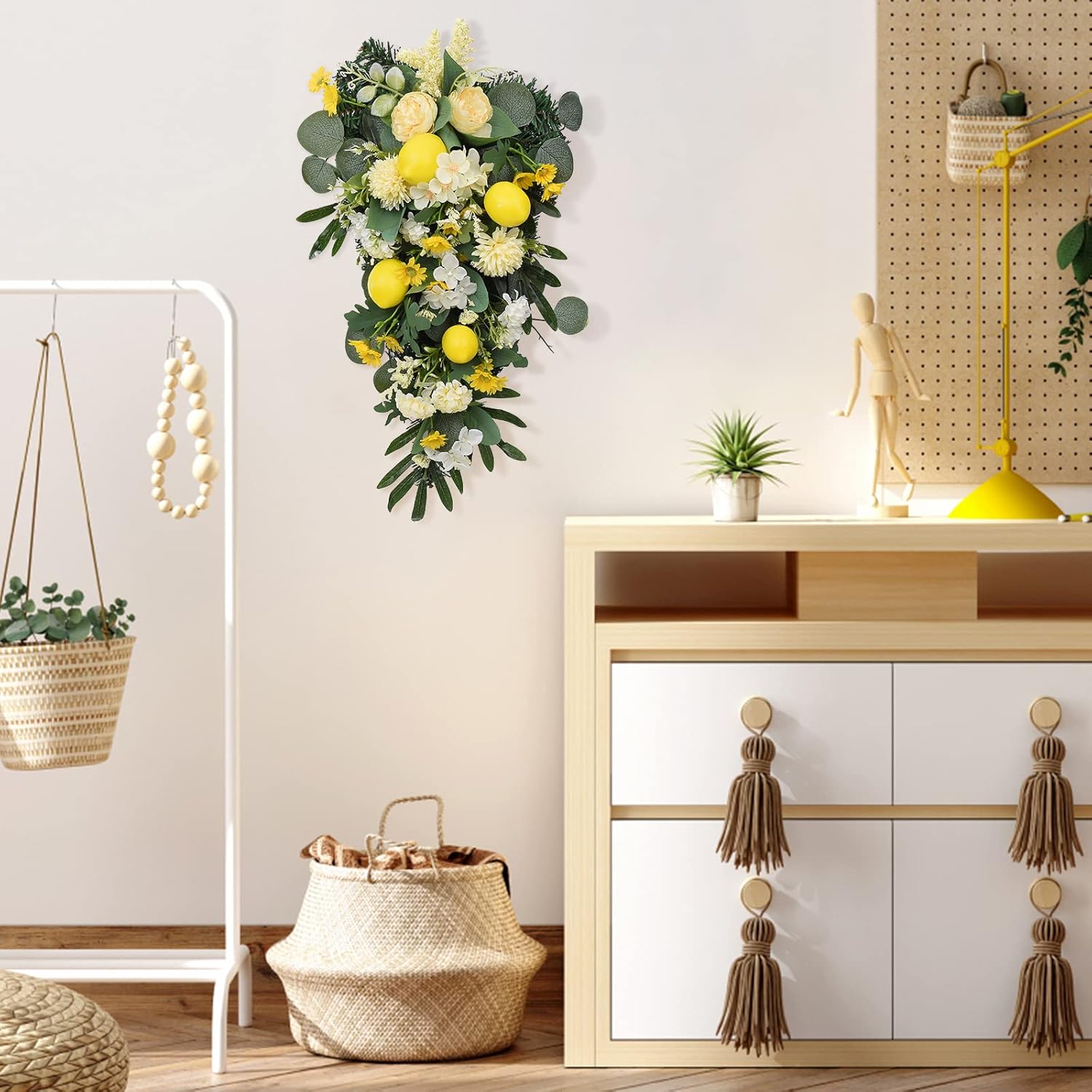 Artificial Lemon Teardrop Wreath for Christmas Decor
