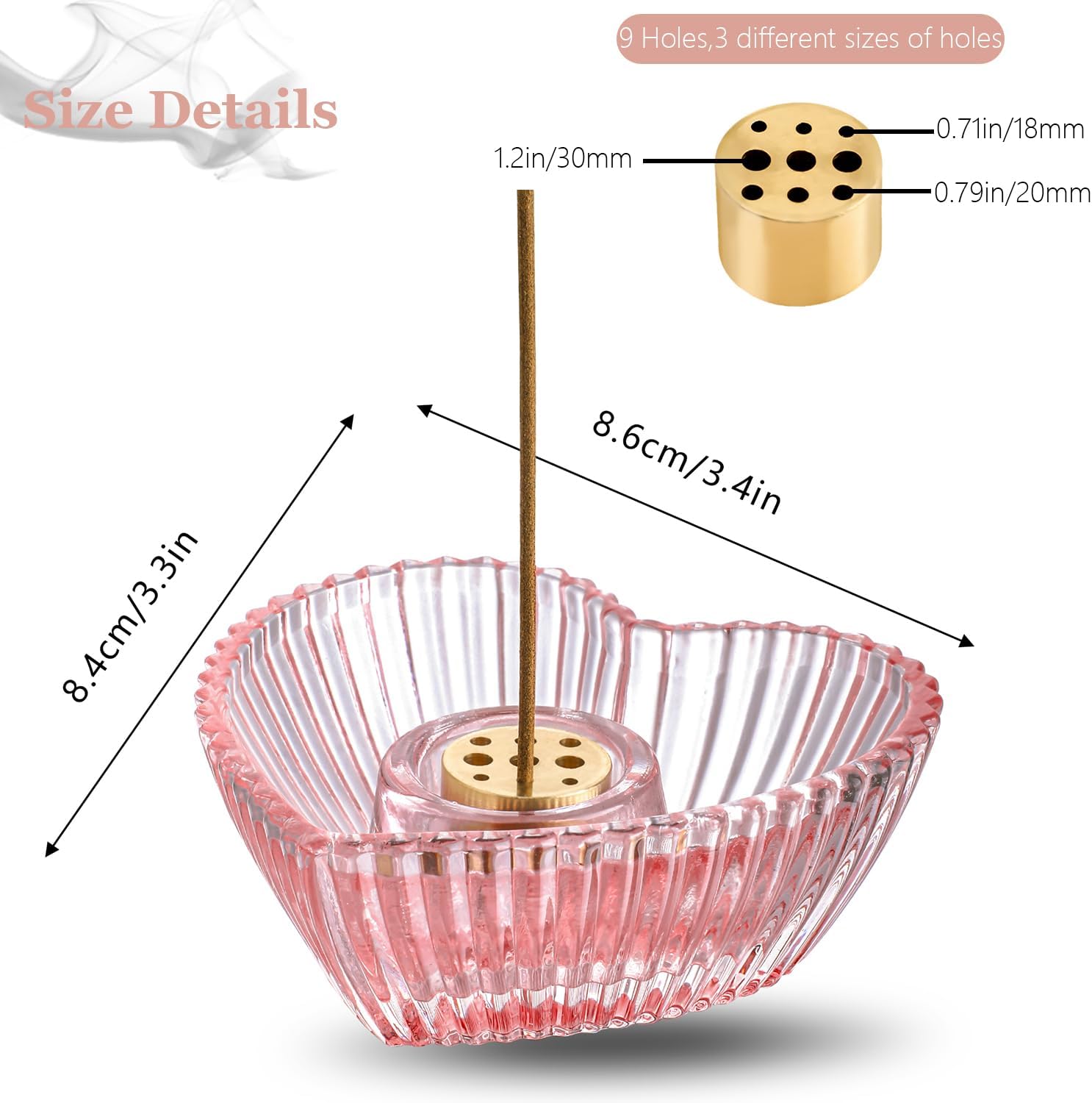 Kanpura Glass Heart Incense Holder Set of 2