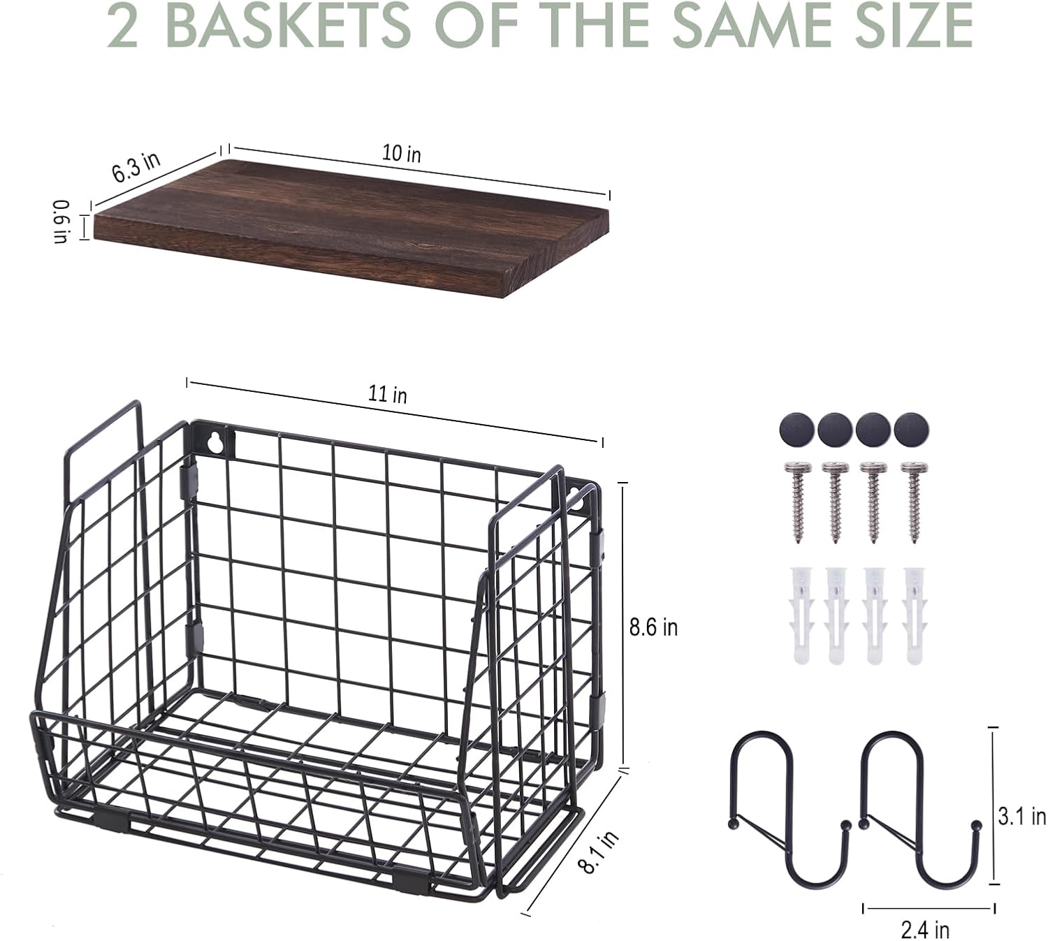LIGHT DUST Wall Storage Hanging Baskets 2 Pack
