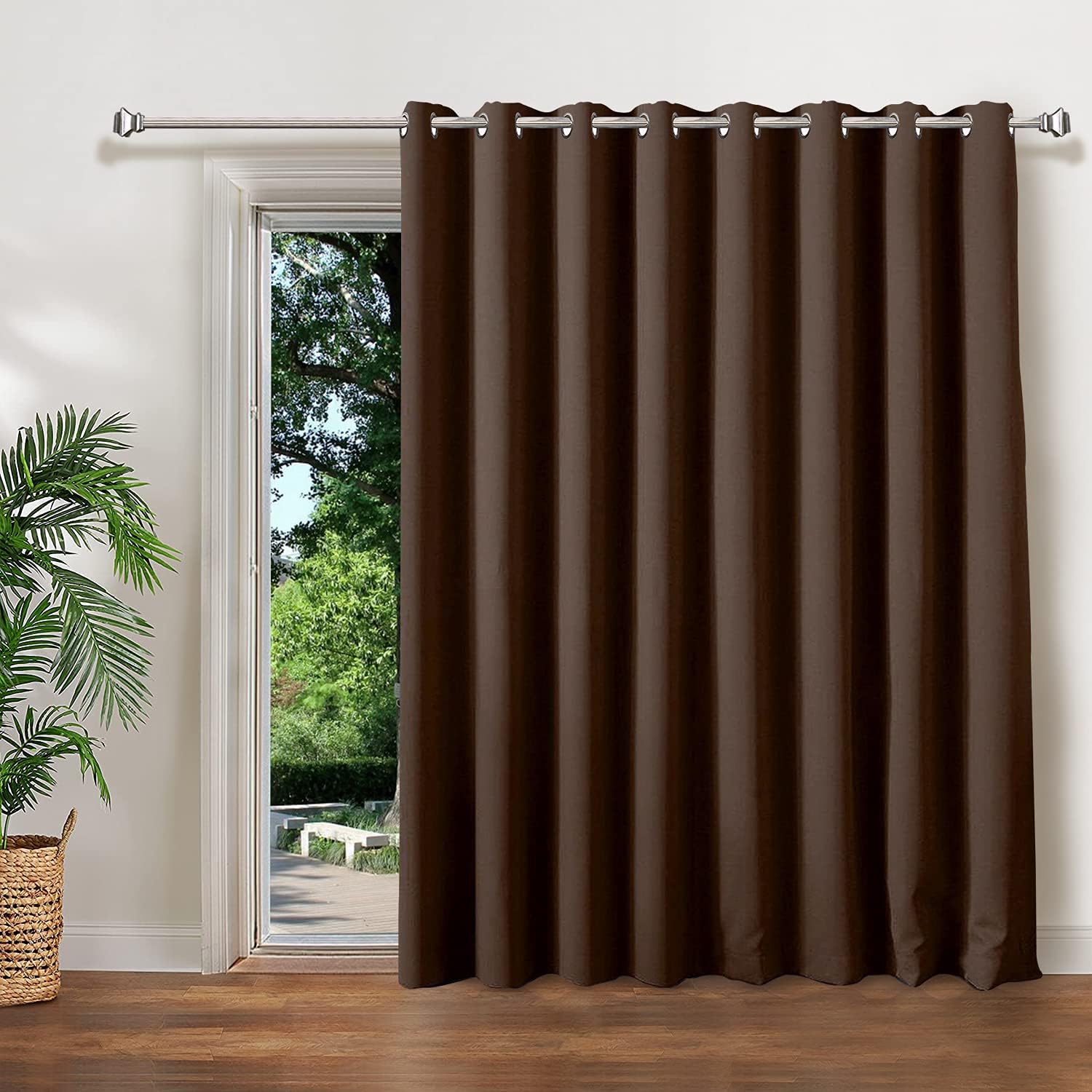 LIYAXUN 102 Inch Long Brown Grommet Curtains 1 Panel