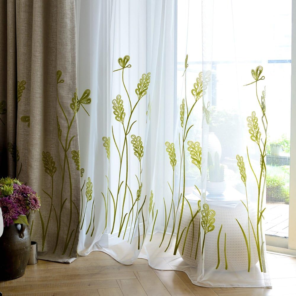 Melodieux Sheer Curtain with Wheat Embroidery 1