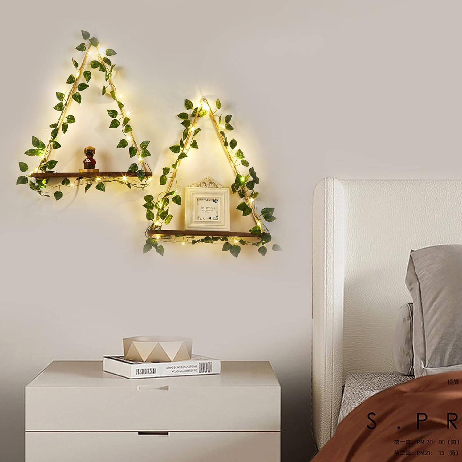 Ivy Lighting String Wooden Hanging Shelves Set of 2
