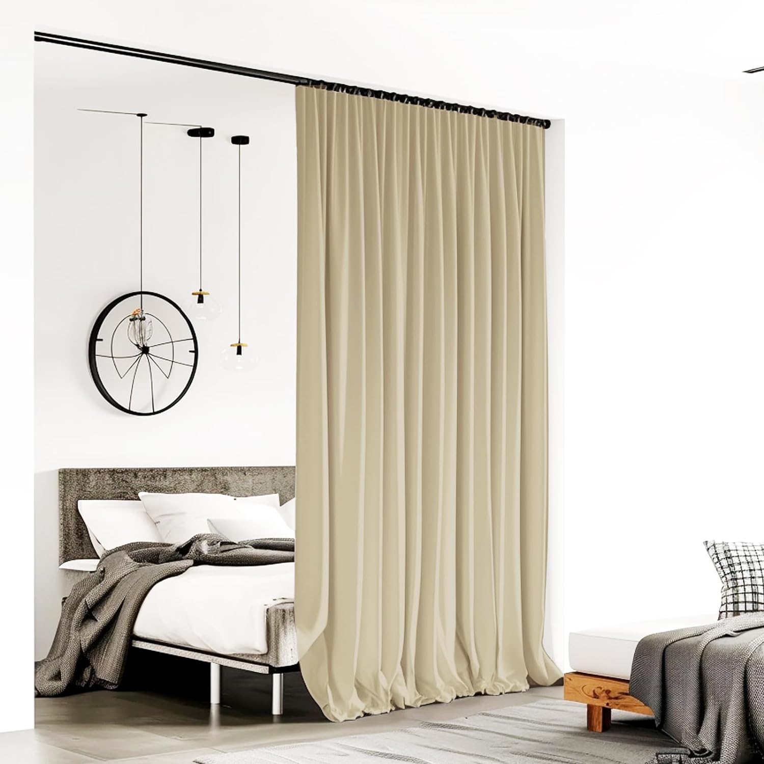 Room Divider Curtain 83ft x 7ft Cream Beige 1 Panel