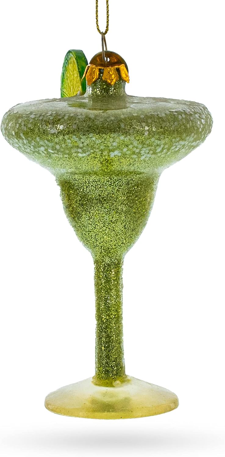 Refreshing Cocktail with Lime Blown Glass Christmas Ornament 1