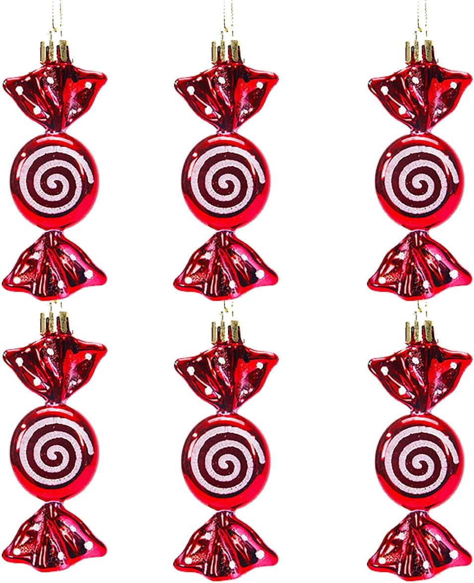 Red Christmas Ornaments with White Dots and Golden Ropes 6PCS
