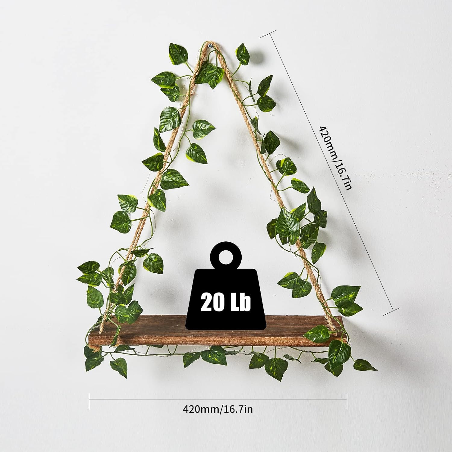Ivy Lighting String Wooden Hanging Shelves Set of 2