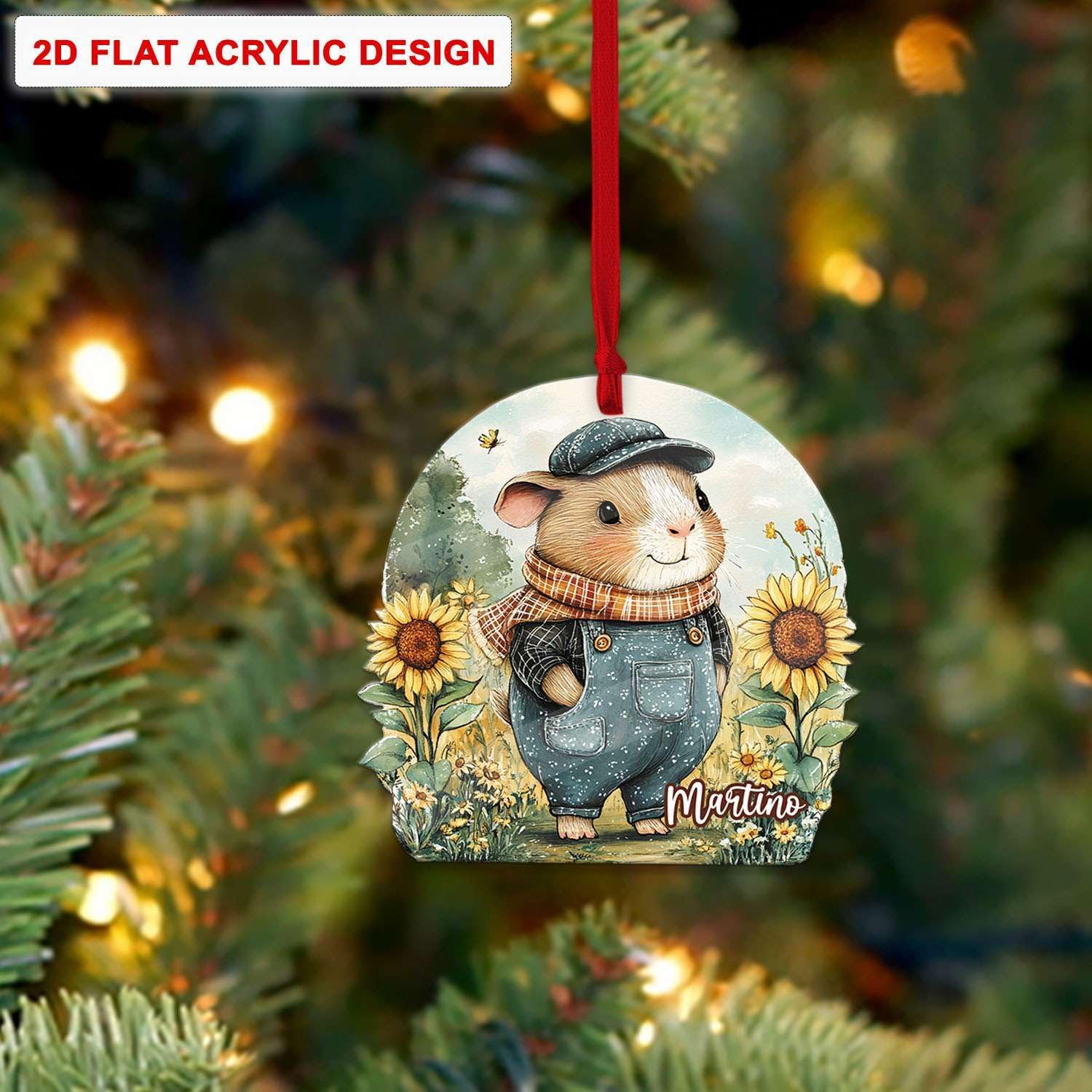 Custom Name Guinea Pig Hanging Ornament Personalized Acrylic Christmas Decor