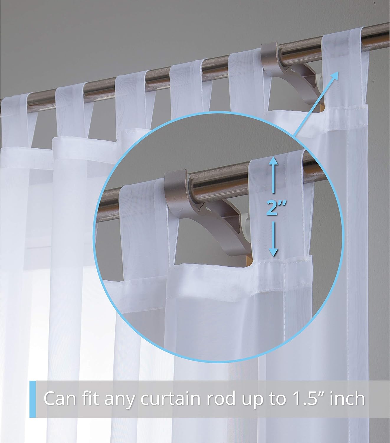 HLC ME White Tab Top Curtain Panels 54x108 Set of 2