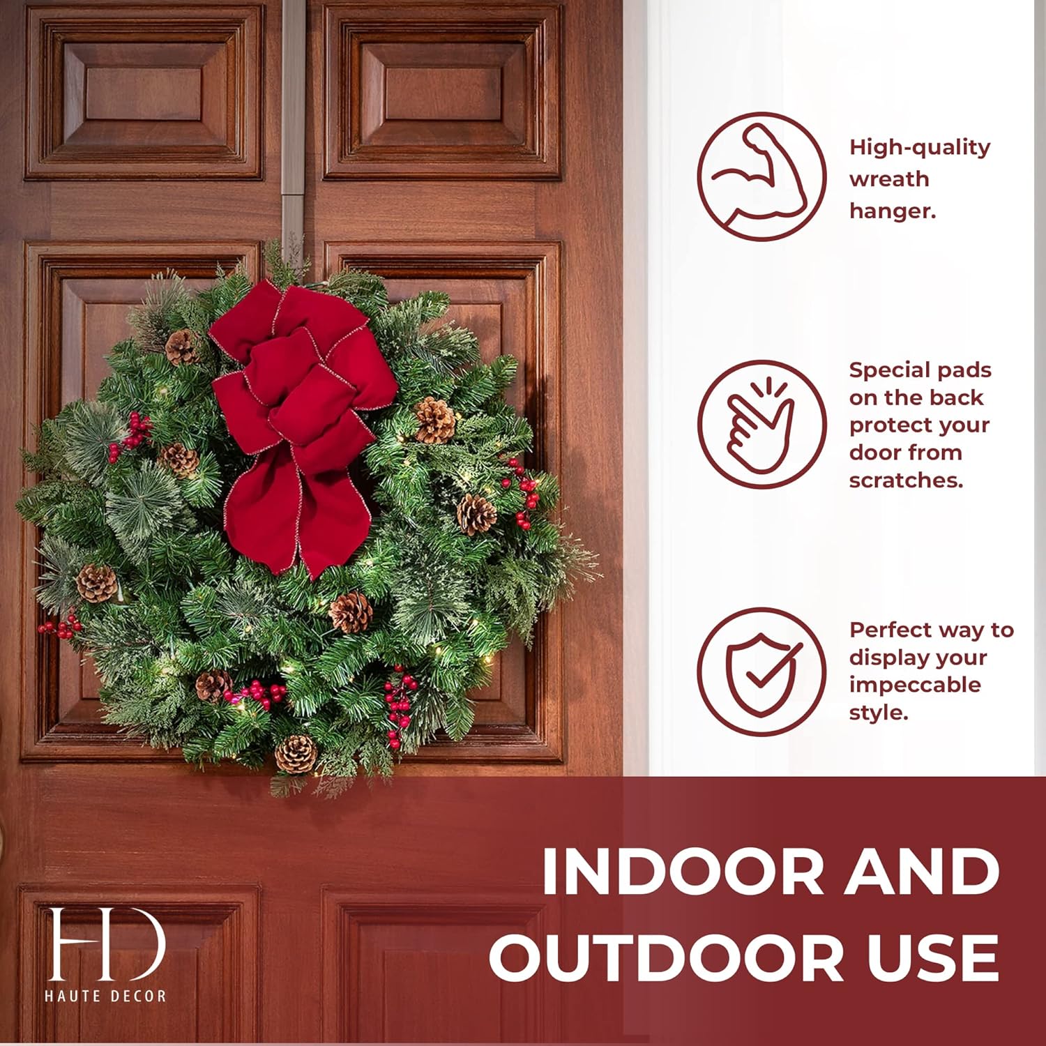 Haute Decor Adapt Adjustable Wreath Hanger with Removable Icon 1