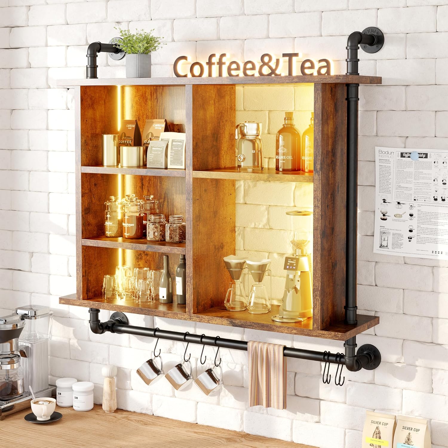 REIBII Wall Floating Shelves with LED Light