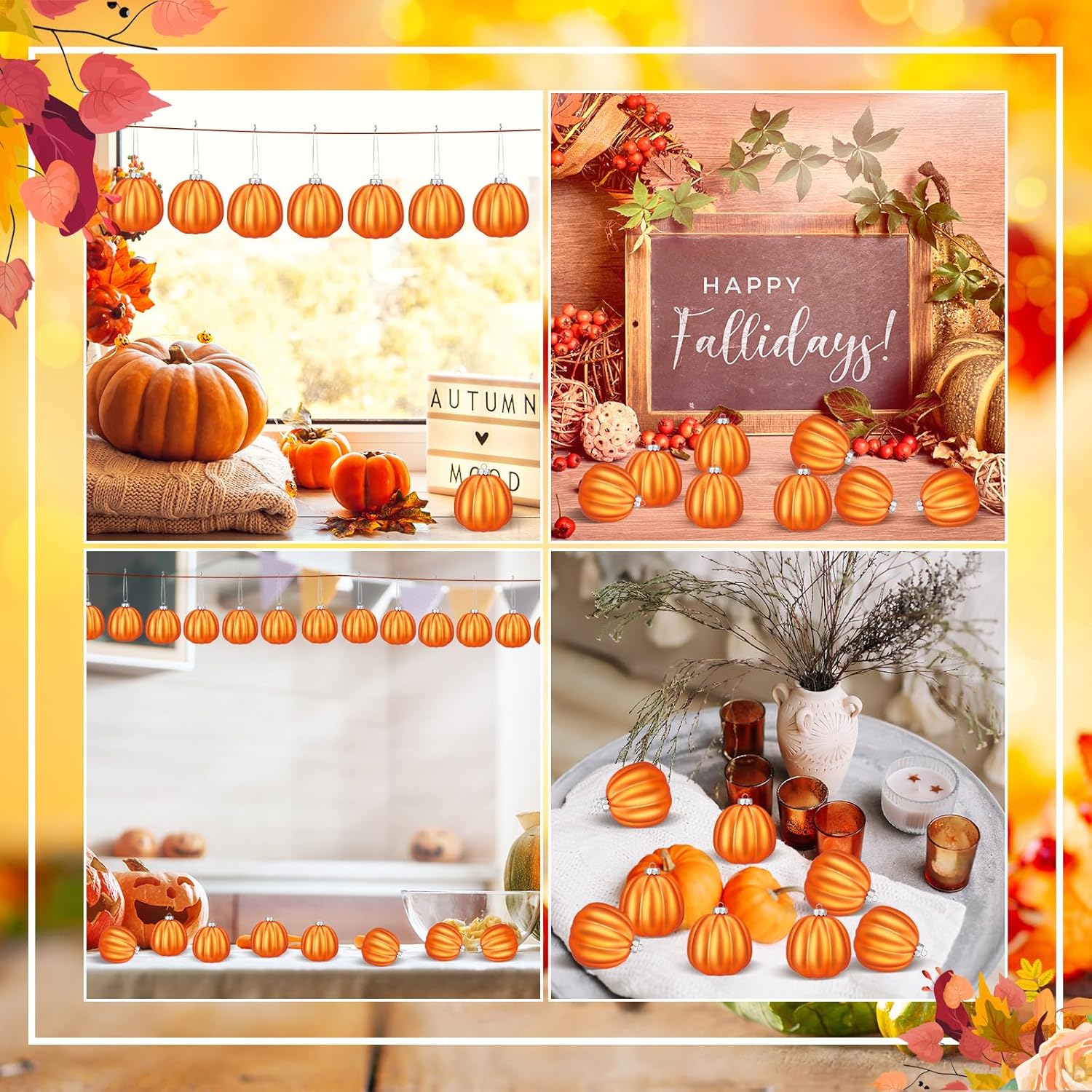 Tigeen 12 Pcs Fall Pumpkin Hanging Ornaments