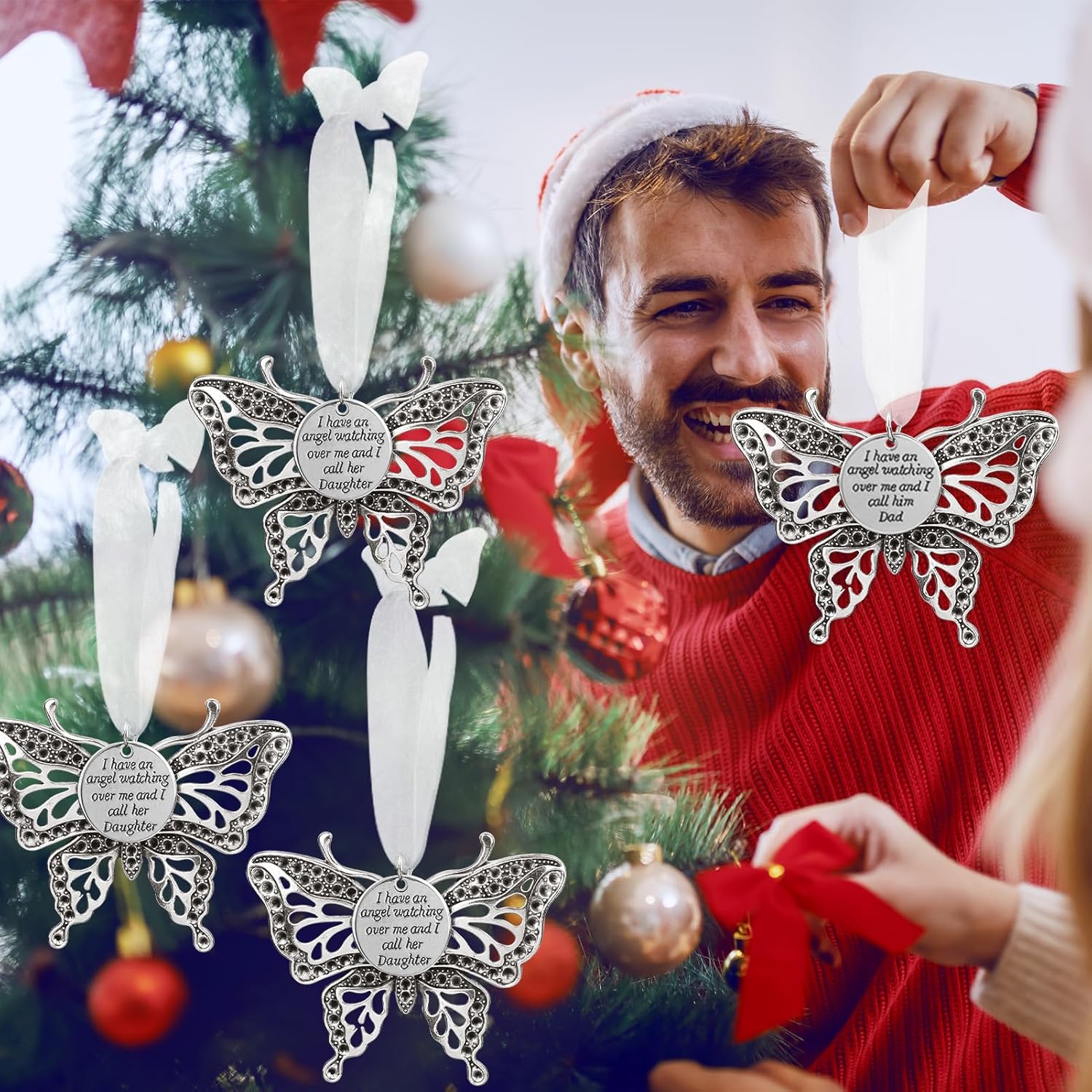 Memorial Christmas Ornament with Angel Wings for Women