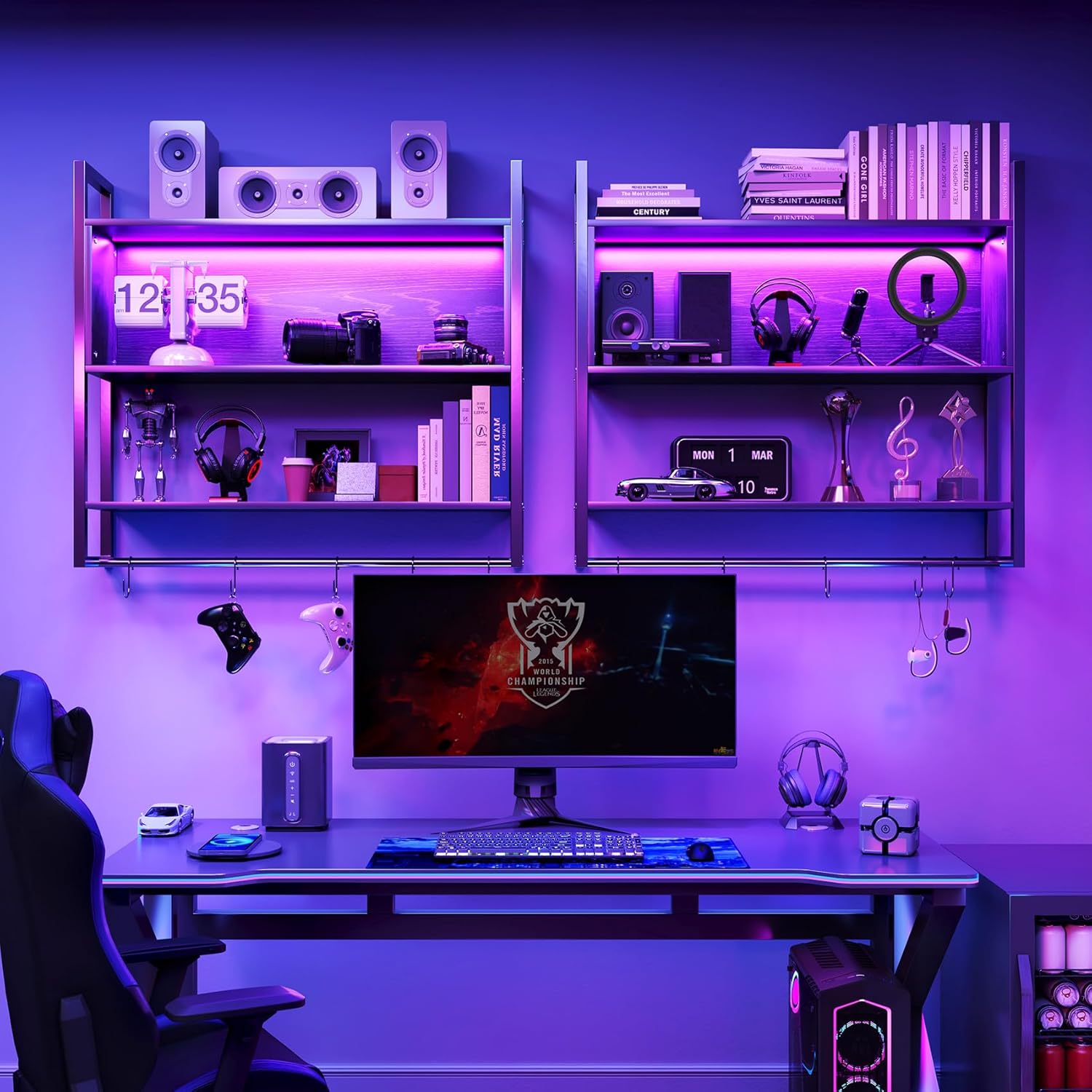 36 LED Gaming Floating Shelf with Adjustable Design