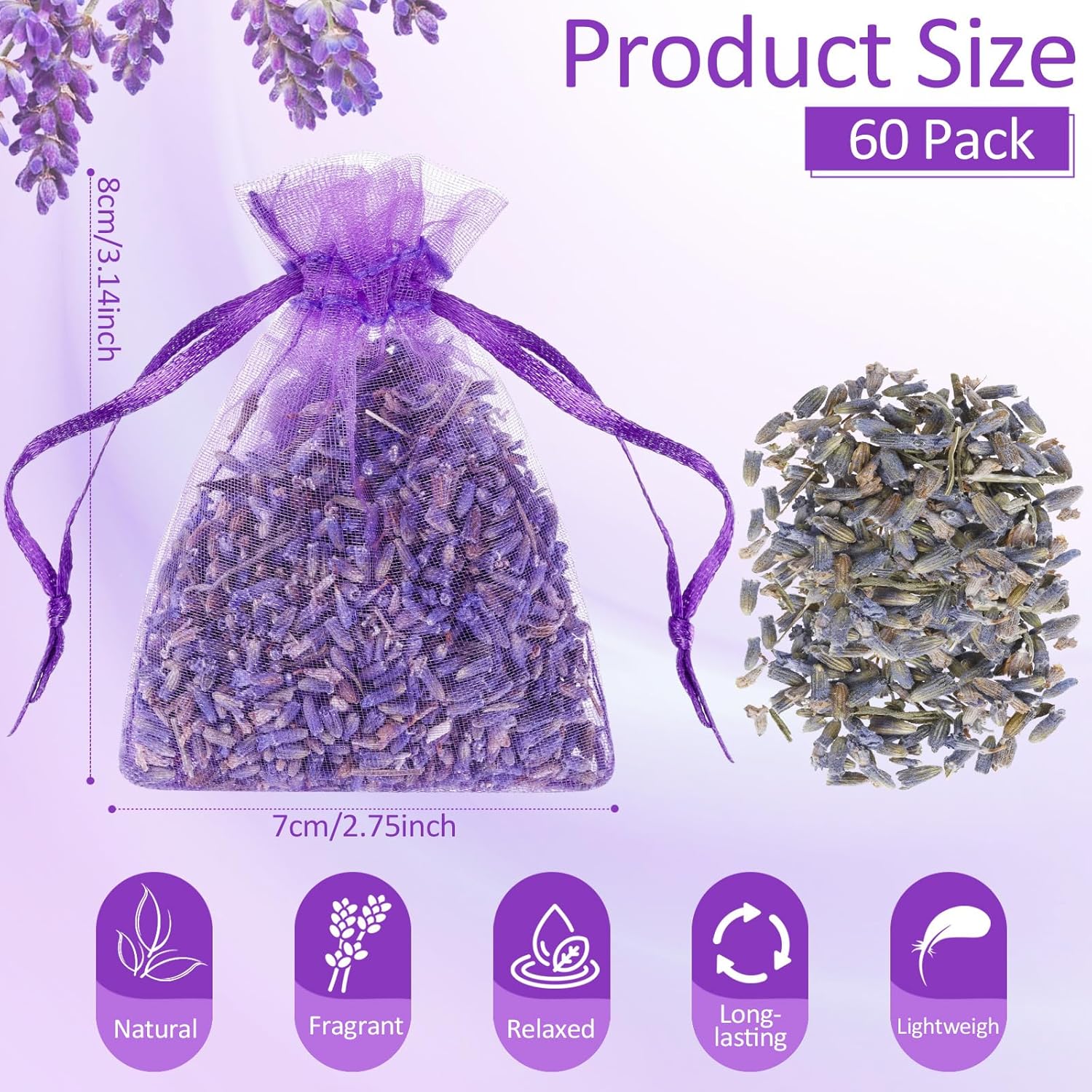 Reginary 60 Pack Lavender Sachets for Home Fragrance and Storage