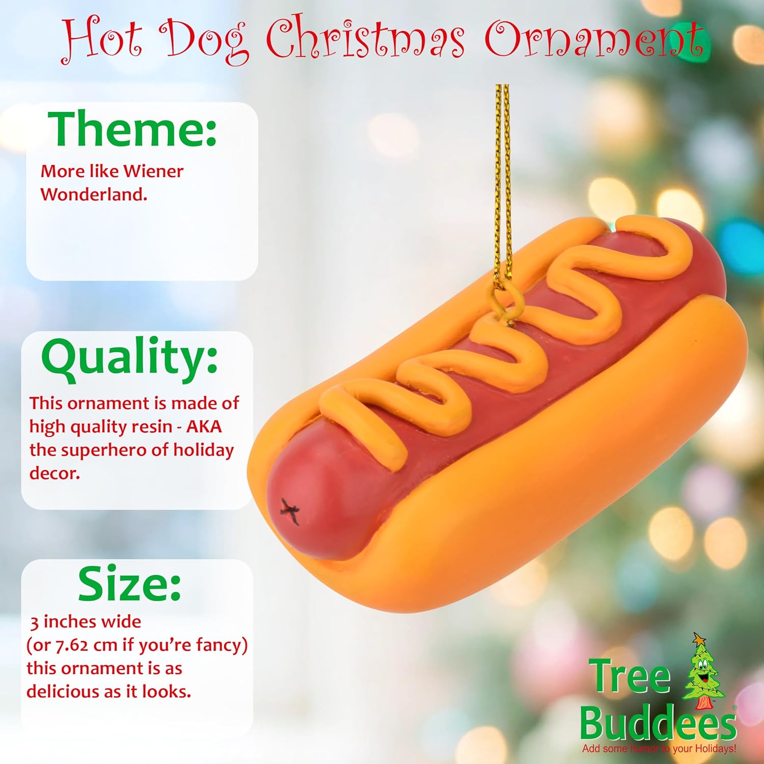 Tree Buddees Hot Dog Christmas Ornament
