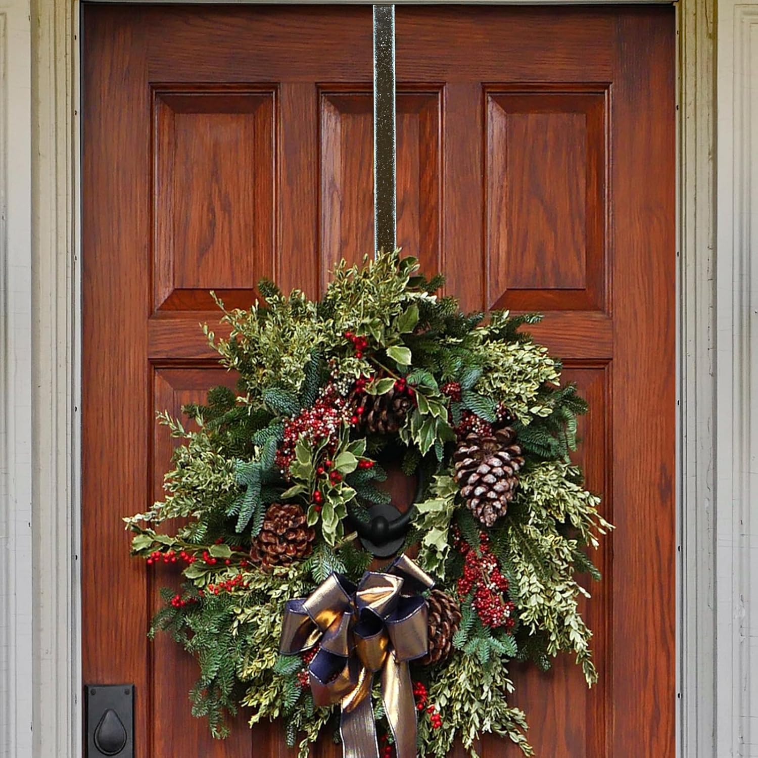 2 Pack Metal Wreath Hangers Brown Red