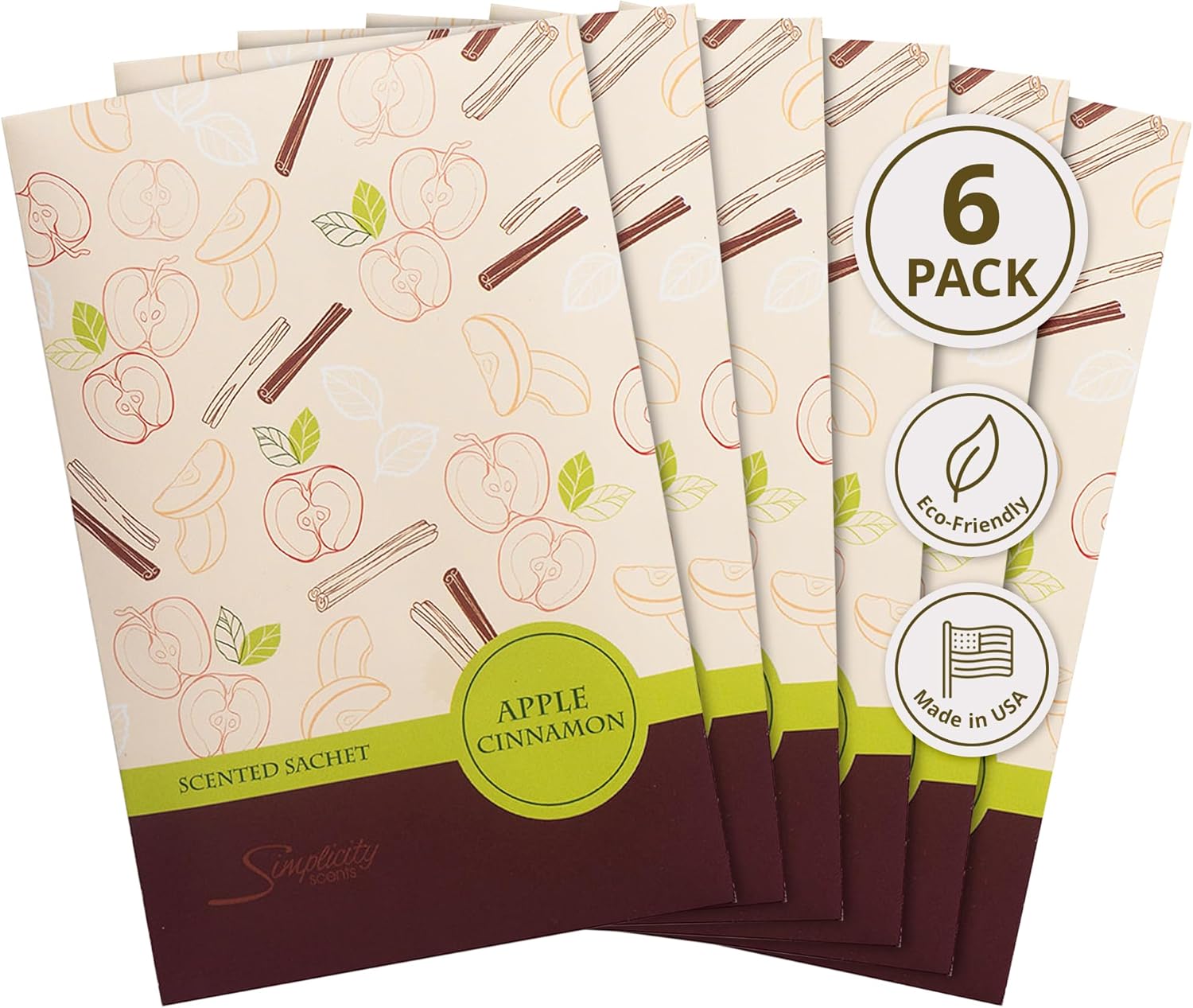 Simplicity Scents Apple Cinnamon Scented Sachets Pack of 6