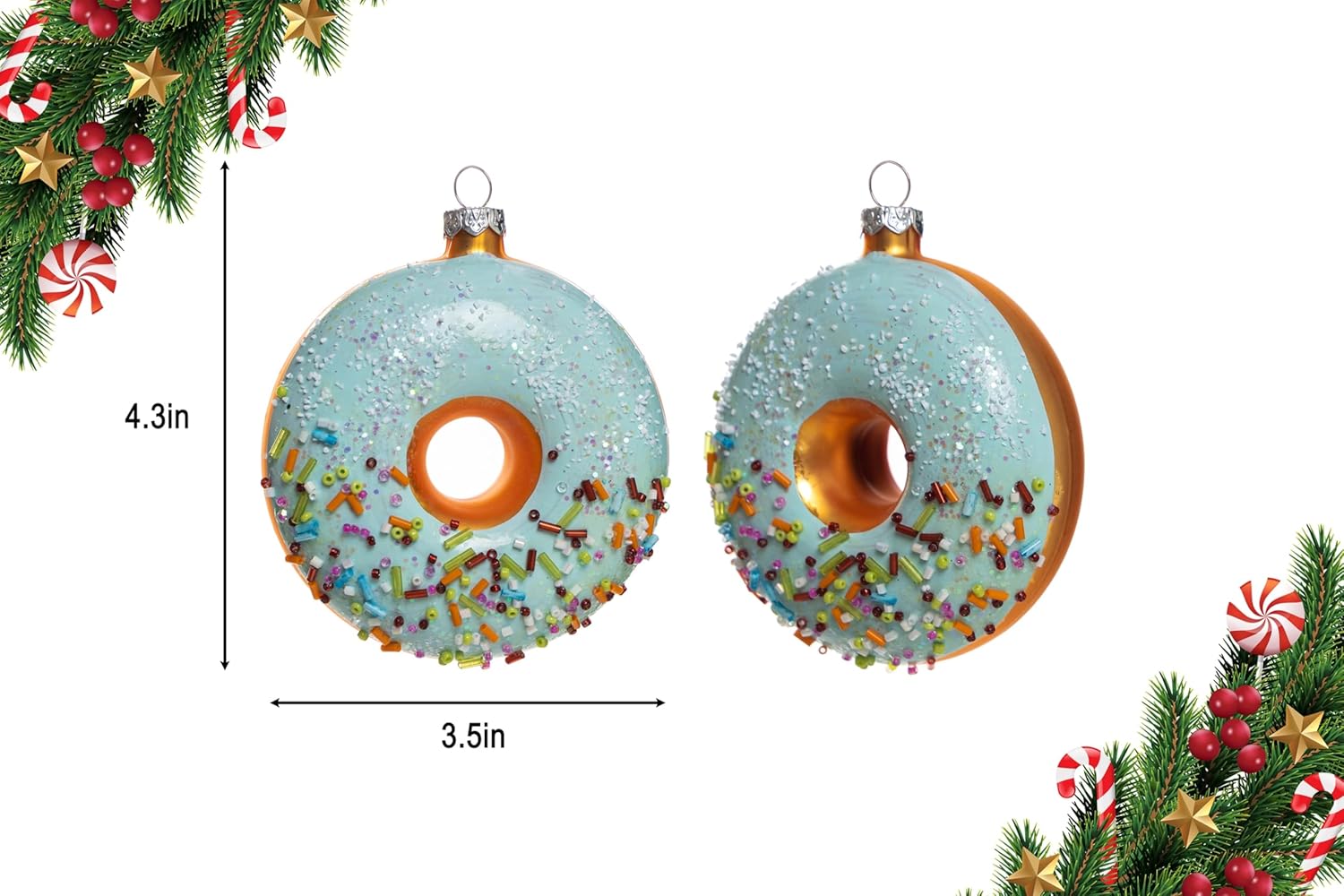 2pcs Glass Donut Christmas Ornaments for Tree