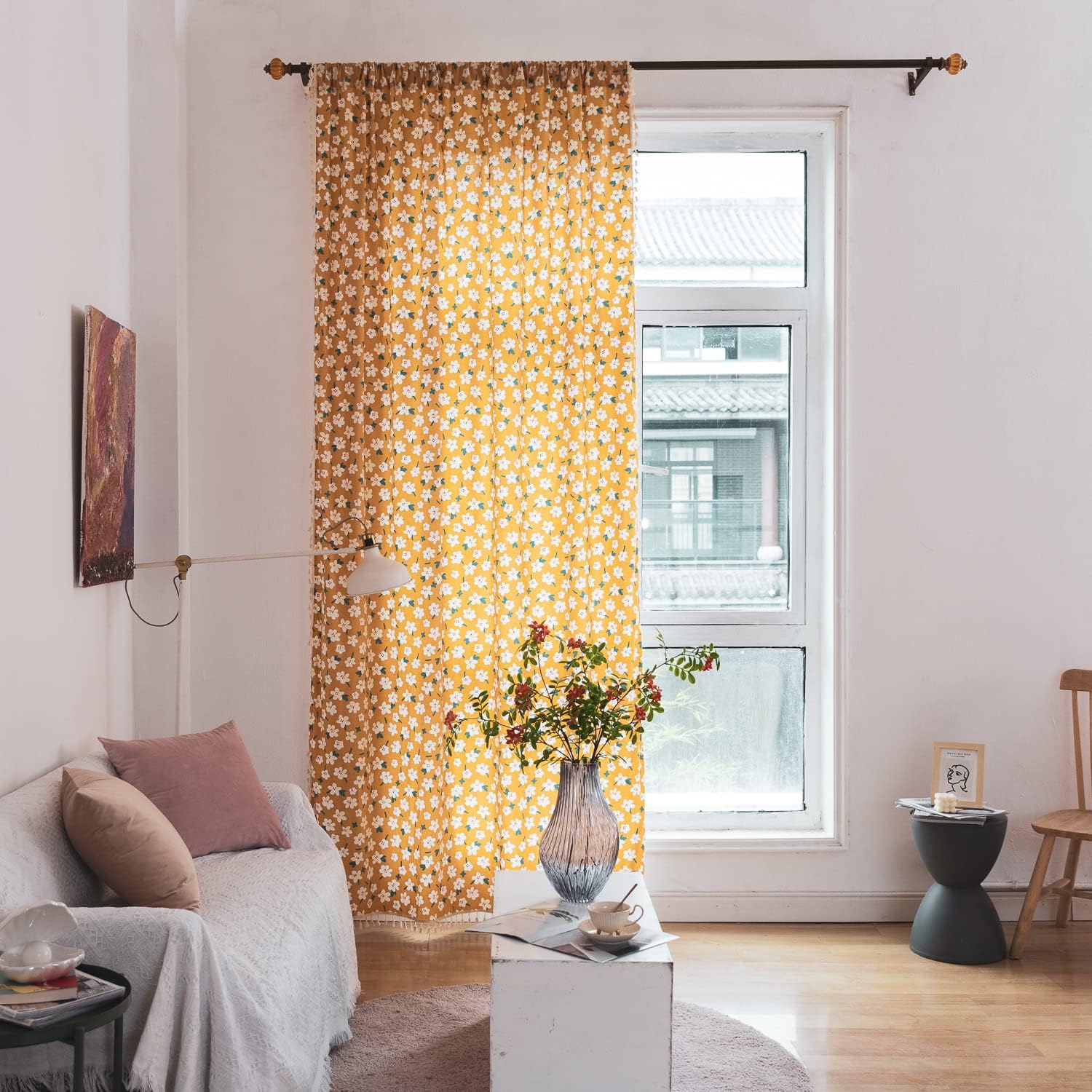 Deeprove Boho Curtain Panel 63 Inch Length