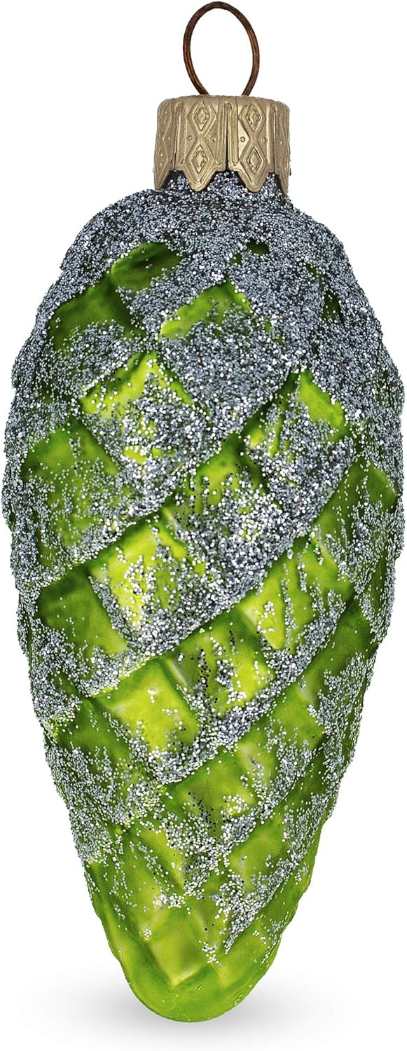 Sparkling Glittered Pinecone Glass Christmas Ornament 1