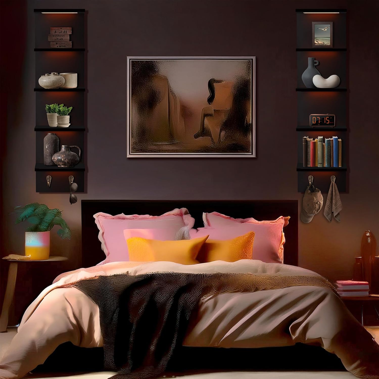 Sorbus LED Light 5 Tier Wall Shelf Unit