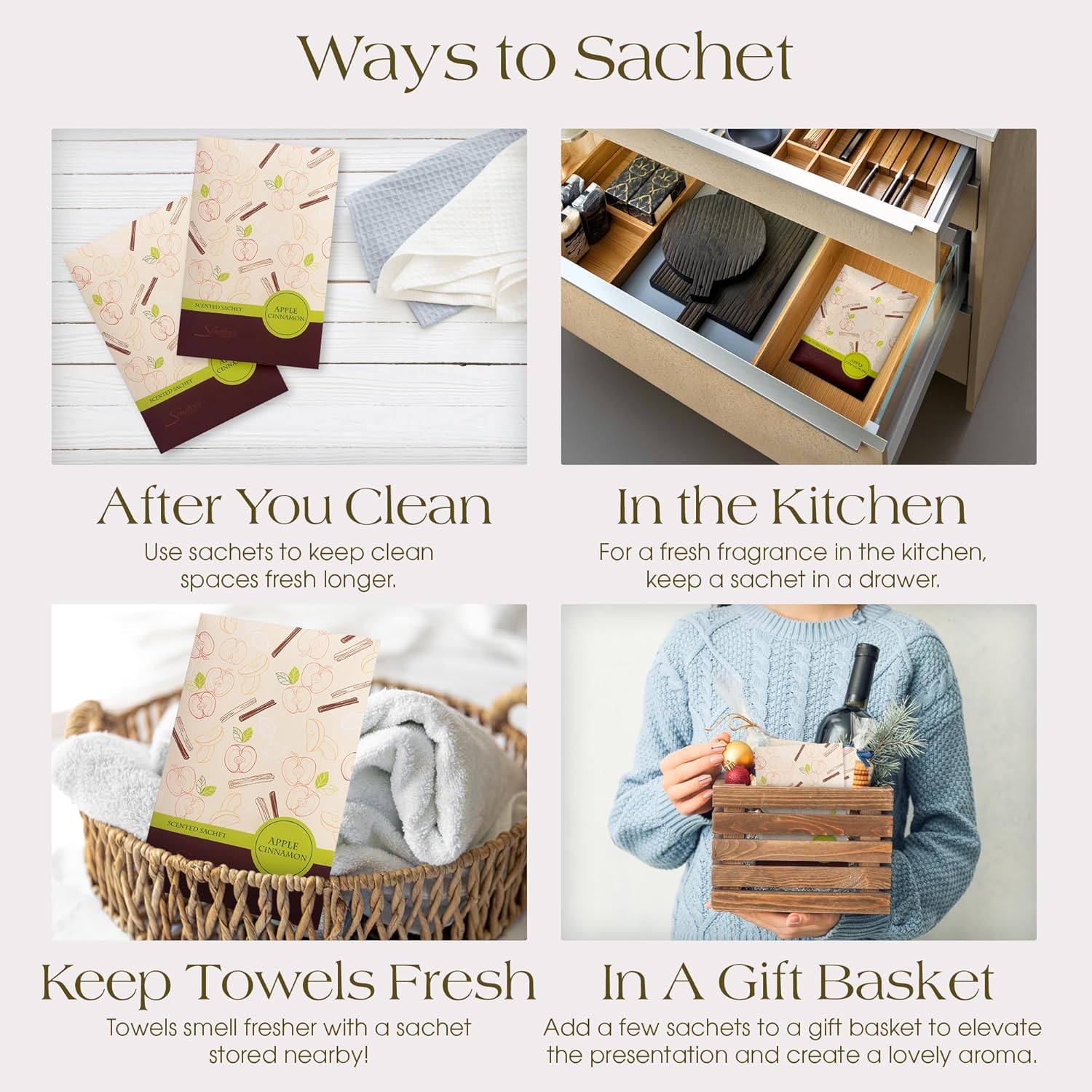 Simplicity Scents Apple Cinnamon Scented Sachets Pack of 6