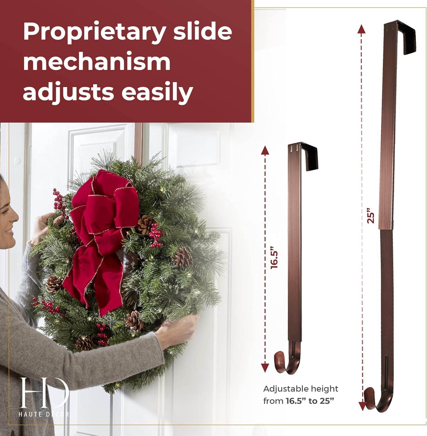 Haute Decor Adapt Adjustable Wreath Hanger with Removable Icon 1