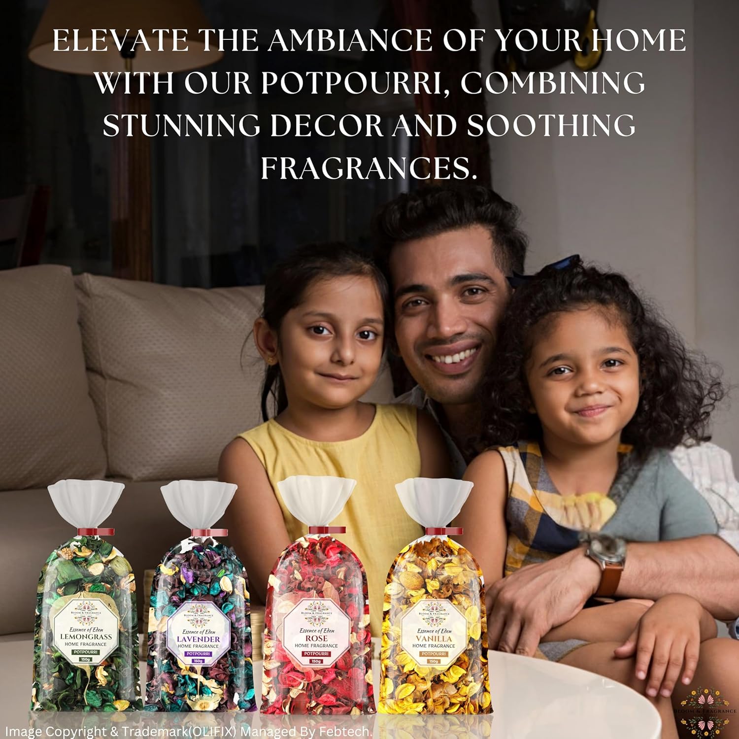 BLOOM FRAGRANCE Potpourri Combo Set 4 Natural Scents